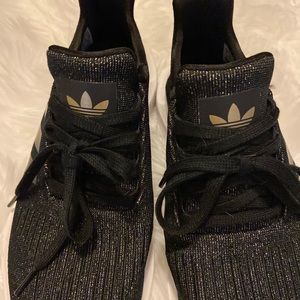 Adidas gold sparkle sneakers